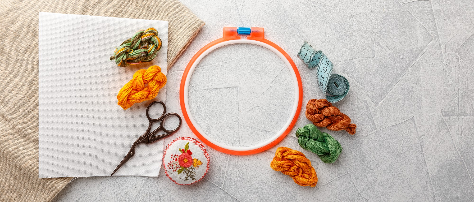 Kit corso ricamo: fili e tela